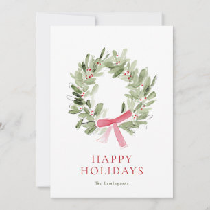 Cartes Pour Fêtes Annuelles Couronne et noeud simple aquarelle sans photo