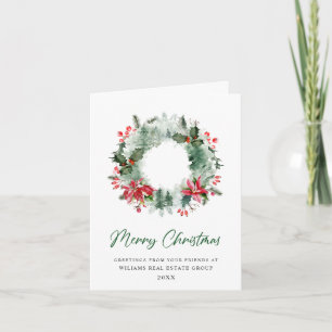 Cartes Pour Fêtes Annuelles Couronne festive de houx Noël Entreprise Accueil