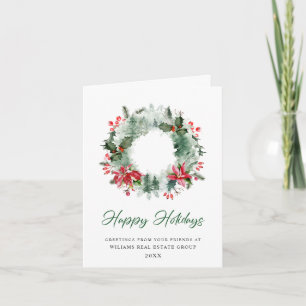Cartes Pour Fêtes Annuelles Couronne festive de houx Noël Entreprise Accueil