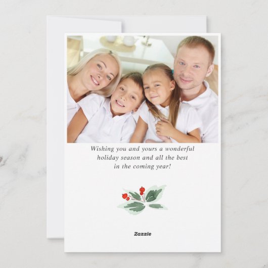 Cartes Pour Fêtes Annuelles Couronne festive de houx Noël PHOTO Félicitations (Dos)