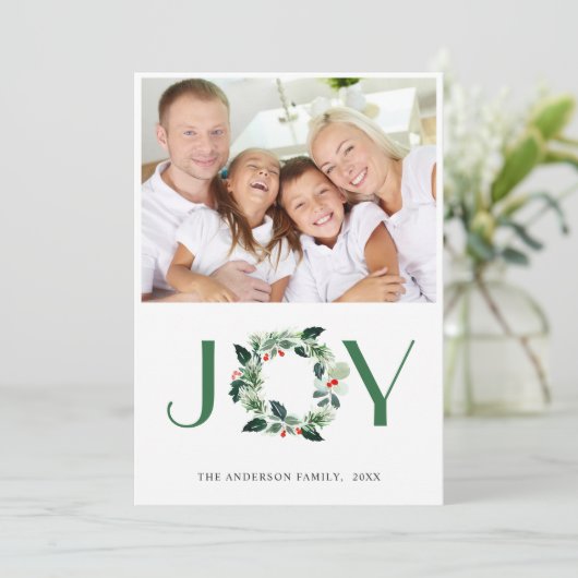 Cartes Pour Fêtes Annuelles Couronne festive de houx Noël PHOTO Félicitations (Debout devant)