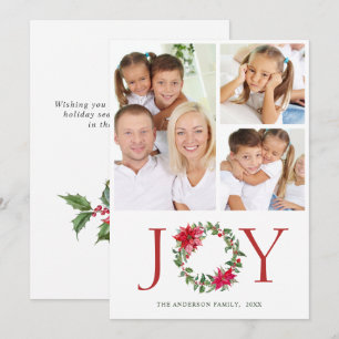 Cartes Pour Fêtes Annuelles Couronne festive de houx Photo de vœux de Noël 3