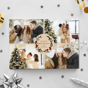 Cartes Pour Fêtes Annuelles Couronne festive de Noël 4 Photo Joyeux