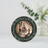 Cartes Pour Fêtes Annuelles Couronne festive de vacances aux feuilles et aux b (Debout devant)