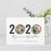 Cartes Pour Fêtes Annuelles Couronne feuillage moderne 2020 est resté à la mai (Debout devant)