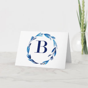 Cartes Pour Fêtes Annuelles Couronne florale bleue 'B'