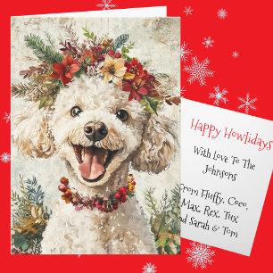Cartes Pour Fêtes Annuelles Couronne florale de Noël personnalisée pour canich