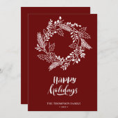 Cartes Pour Fêtes Annuelles Couronne florale naturelle | Poinsettia Pine Bough (Devant / Derrière)