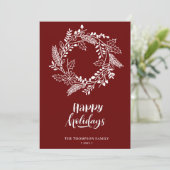 Cartes Pour Fêtes Annuelles Couronne florale naturelle | Poinsettia Pine Bough (Debout devant)