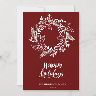 Cartes Pour Fêtes Annuelles Couronne florale naturelle Poinsettia Pine Bough