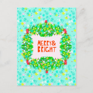Cartes Pour Fêtes Annuelles Couronne Joyeuse et Lumineuse