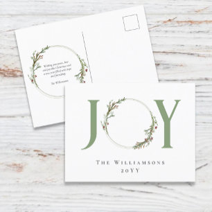 Cartes Pour Fêtes Annuelles Couronne minimale de peinture à l'aquarelle botani