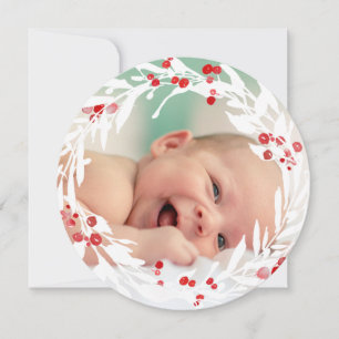 Cartes Pour Fêtes Annuelles couronne rouge blanche nouveau bébé
