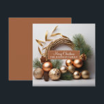 Cartes Pour Fêtes Annuelles Couronne rustique de bois et d'evergreen<br><div class="desc">Une élégante couronne de Noël moderne et festive faite de bois et d'evergreen,  avec des décorations rustiques boho et des pommes de pin.</div>