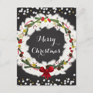 Cartes Pour Fêtes Annuelles Couronne rustique de Noël en pin blanc moderne pou