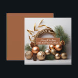 Cartes Pour Fêtes Annuelles Couronne rustique d'évergreen et de bois<br><div class="desc">Une élégante couronne de Noël moderne et festive en bois et d'évergreen,  avec des décorations rustiques boho et des pommes de pin.</div>