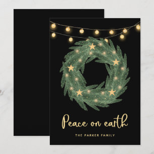 Cartes Pour Fêtes Annuelles Couronne verte avec aurore aurifère