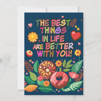 Cartes Pour Fêtes Annuelles Cours de la Saint-Valentin Boho Donuts et Fleurs