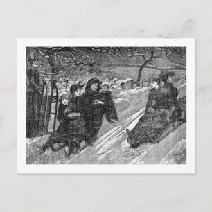 Cartes Pour Fêtes Annuelles Course de traîneau de Noël victorienne Vintage