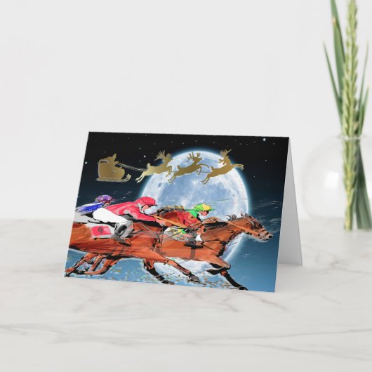 Cartes Pour Fêtes Annuelles Courses de chevaux de Noël ou toutes occasions (Devant)