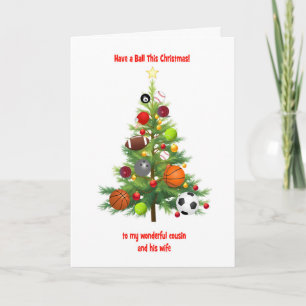 Cartes Pour Fêtes Annuelles Cousin et sa femme Arbre de Noël à balles