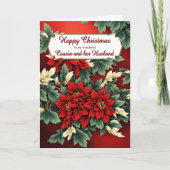 Cartes Pour Fêtes Annuelles Cousin et son mari Noël Poinsettias (Devant)