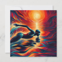 Coussin d'art nageur Abstrait, Cadeau de natation,