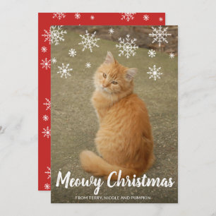 Cartes Pour Fêtes Annuelles Couteau de neige Photo Chat Meowy Noël
