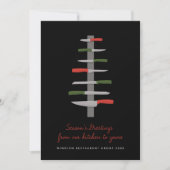Cartes Pour Fêtes Annuelles Couteaux de Chef Illustrés Arbre de Noël Restauran (Devant)
