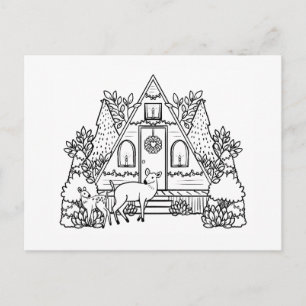 Cartes Pour Fêtes Annuelles Couvre-lit à colorier La Maisonnette de Noël et le