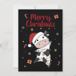 Cartes Pour Fêtes Annuelles Cow Cheerful Christmas Winter Animals Cows Adult C<br><div class="desc">The cow at Christmas with fairy lights. Funny animals with toxits and snow for the holidays. Donc Funny for Christmas in July. Cows are cute animals et perfect pour Christmas.</div>