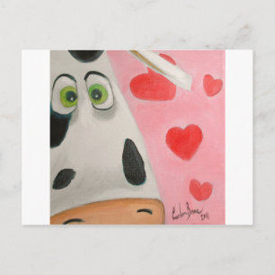 Cartes Pour Fêtes Annuelles Cow face hearts cute Valentines picture