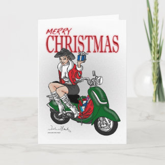 Cartes Pour Fêtes Annuelles Cow-girl de scooter de Noël