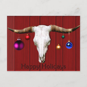 Cartes Pour Fêtes Annuelles Cow Skull Christmas Ornaments Red Barn Happy Hol