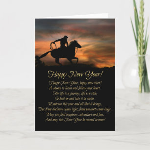 Cartes Pour Fêtes Annuelles Cowboy Bonne Année, Nouvel An