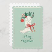 Cartes Pour Fêtes Annuelles Cowboy Boot Christmas Flat Holiday Card (Devant / Derrière)