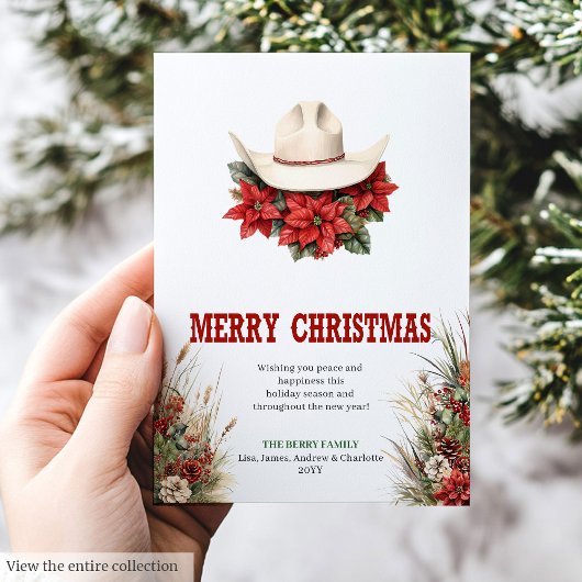 Cartes Pour Fêtes Annuelles Cowboy hat Christmas greeting card printable