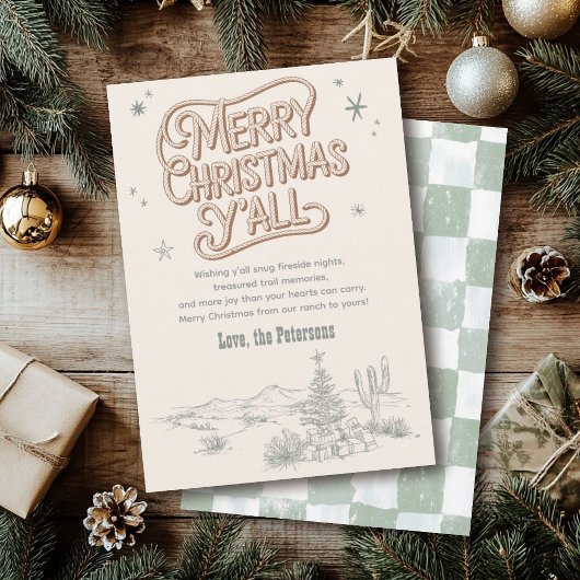 Cartes Pour Fêtes Annuelles Cowboy Noël Occidental Joyeux Noël Y'all