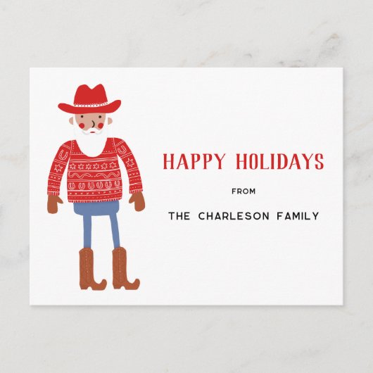 Cartes Pour Fêtes Annuelles Cowboy Santa Claus Christmas (Devant)