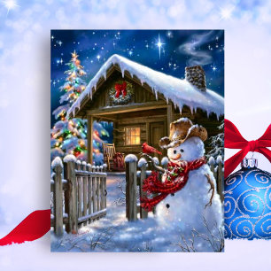 Cartes Pour Fêtes Annuelles Cowboy Snowman