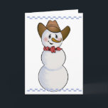 Cartes Pour Fêtes Annuelles Cowboy Snowman avec Bandana rouge<br><div class="desc">J'ai joué avec mon Cowboy Snowman pour créer cette nouvelle édition avec un bandana rouge, une bordure contrôlée et un joli oiseau bleu</div>