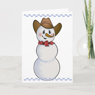 Cartes Pour Fêtes Annuelles Cowboy Snowman avec Bandana rouge