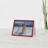 Cartes Pour Fêtes Annuelles Cowboy Snowman avec cheval Noël vacances (Devant)