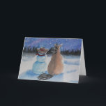 Cartes Pour Fêtes Annuelles Cowboy Snowman & Horse Christmas Winter Scene<br><div class="desc">Art créé à l'origine avec de la couleur de l'eau et de l'acrylique par Deborah Miller,  artiste de Floride.</div>