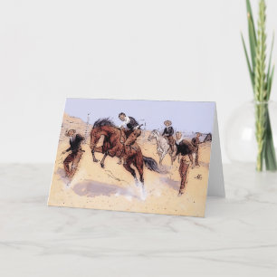 Cartes Pour Fêtes Annuelles Cowboys - Cowboy Breaking Horse