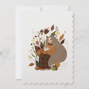 Cartes Pour Fêtes Annuelles Cozy Autumn Girl