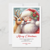 Cartes Pour Fêtes Annuelles Cozy Classic Santa And Rudolph Holiday Greeting  (Devant)