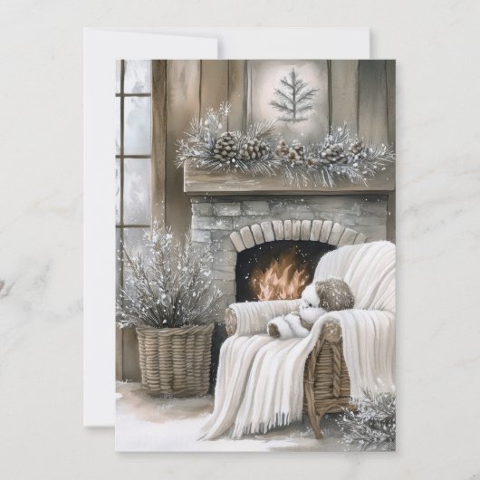 Cartes Pour Fêtes Annuelles Cozy Fireplace Christmas (Devant)