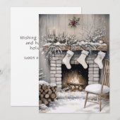 Cartes Pour Fêtes Annuelles Cozy Fireplace Christmas (Devant / Derrière)
