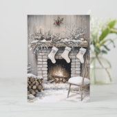 Cartes Pour Fêtes Annuelles Cozy Fireplace Christmas (Debout devant)